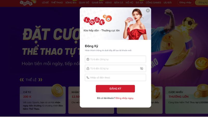 Đăng ký tài khoản để tham gia cá cược đơn giản và nhanh chóng