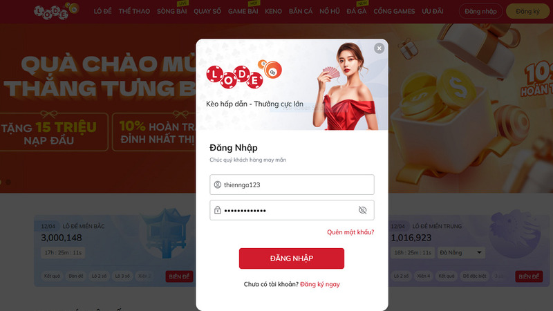Bet thủ đăng nhập vào tài khoản cá nhân để rút tiền.