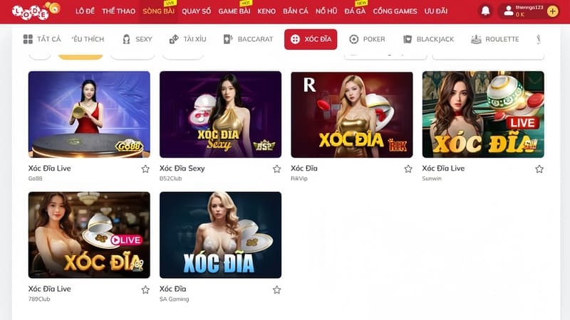 Game chơi xóc đĩa ăn khách tại Casino LoDe88.